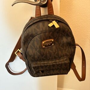 Michael Kors Jet Set XS Brown Logo Backpack
